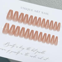 24pcs/set Uñas Postizas De Talla Grande En Rosa Gris Y Marrón Estilo Francés Y Almendrado Para Otoño E Invierno Decoración De Uñas Press on Falsas Acrílicas - details 25