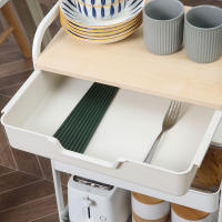 HOMCOM Carrito de Cocina con Ruedas Carro de Almacenamiento con Cajón Extraíble 2 Cestas y Frenos para Baño Salón Dormitorio 43,9x30,5x75,6 cm Blanco - details 3