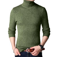Suéter De Cuello Alto Para Hombre De Otoño Con Rayas Y Manga Larga Estilo Casual Color Sólido Talla Oversize Tejido a Mano - details 8