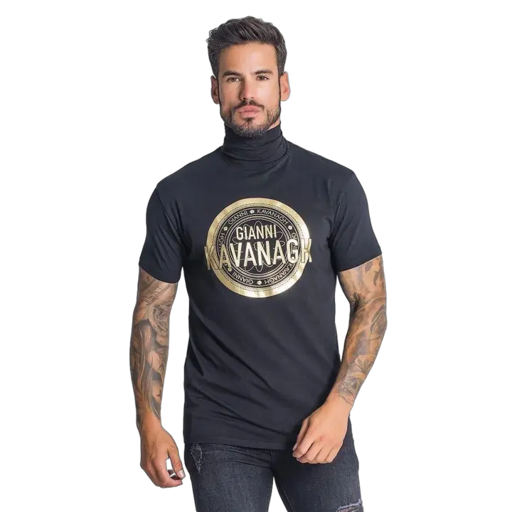 Camiseta Gianni Kavanagh Golden Cuello Alto Negro - 1