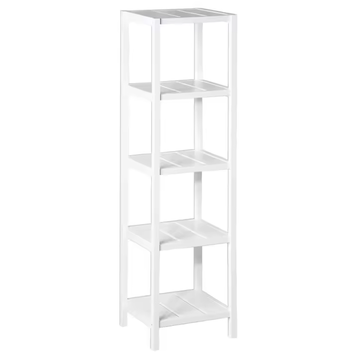 Lola Home Estantería con 5 baldas laminadas de madera MDF blanca de 37x33x140 cm - 1