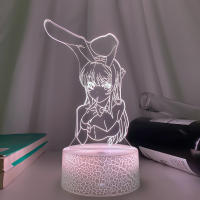 Lámpara Nocturna LED 3D Ilusión ANIME BUNNY GIRL SENPAI MAI SAKURAJIMA KAWAII Cambio De Color Multi Para Regalo De Navidad - details 11