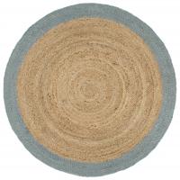 vidaXL Alfombra hecha a mano de yute con borde 240 cm en color Verde oliva/Gris/Gris oscuro - details 0