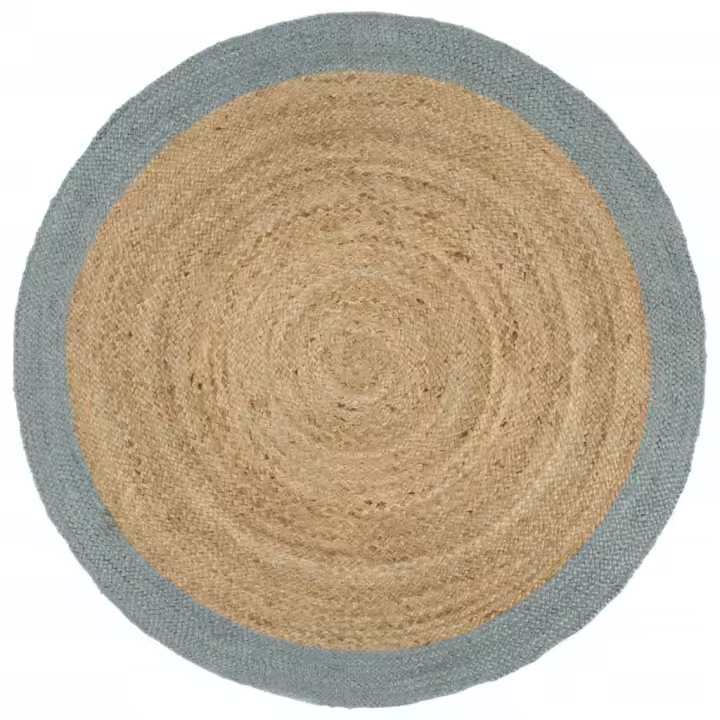vidaXL Alfombra hecha a mano de yute con borde 240 cm en color Verde oliva/Gris/Gris oscuro - 1