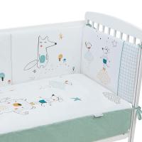 Bimbi Chic Amigos Edredon y Protector con relleno de tamaño cuna 60x120- 605 blanco verde - details 2