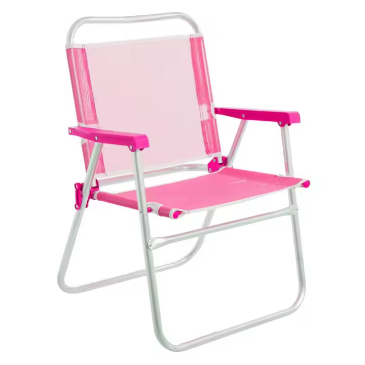 Lola Home Silla de playa fija plegable rosa de aluminio y textileno de 57x50x78 cm - 1