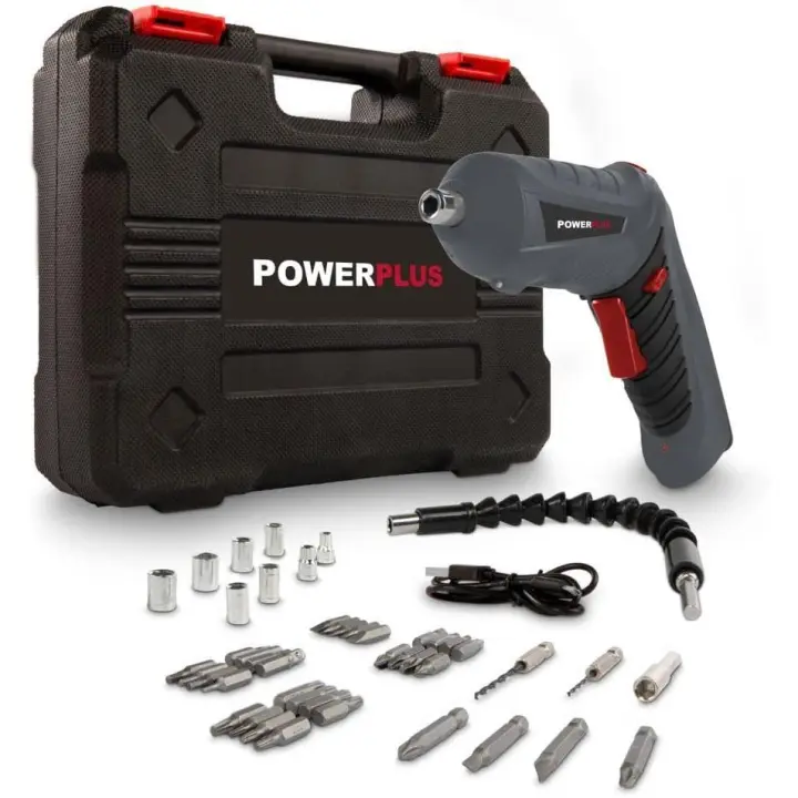 Powerplus Atornillador inalámbrico par máximo de 3 Nm cable USB, accesorios y funda incluidos POW00020 - 1