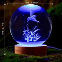 Lámpara De Noche USB Pequeña Con Bola De Cristal De Bird 3D Y Base De Madera Colorida Decoración Para El Hogar Regalo Para Mujer Padres Amigos Luz Atmosférica Redonda - details 1