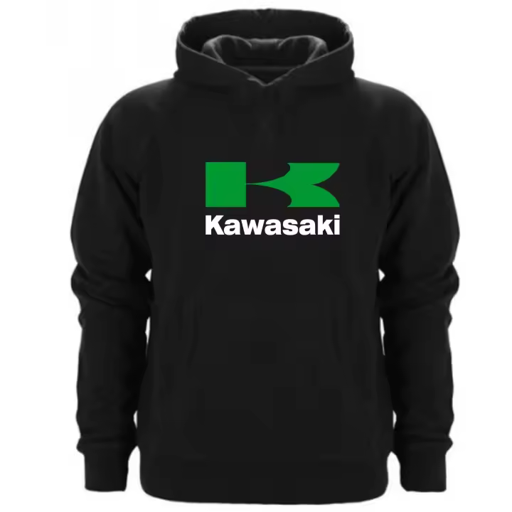 Sudadera de capucha Kawasaki  - Algodón-Poliéster - Excelente calidad - 290 gr/m2 - Bolsillo canguro delantero - Cordón a juego - Puños y bajos de canalé - 1