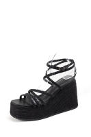 Sandalias de cuña con plataforma en esparto, tiras trenzadas y ajuste con hebilla, diseño sofisticado y cómodo para cualquier ocasión Lyla Wang - details 0