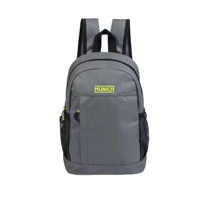MUNICH SLIM SMALL BACKPACK MOCHILA PEQUEÑA GRIS/LIMA - 1