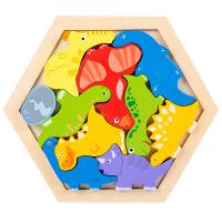 Juego De Rompecabezas Hexagonal Alien Tangram Bloque De Puzzle Clásico Para Niños Juguetes Educativos De Madera Unisex - details 2