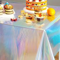 Mantel Desechable De Láser Arcoíris Para Fiestas, Film De Aluminio Plástico, Adecuado Para Cumpleaños Y Bodas - details 1