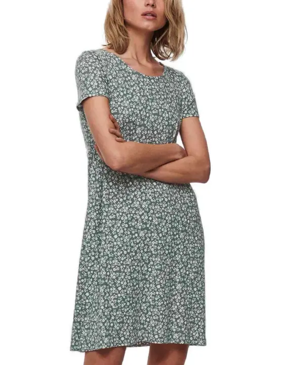 Vestido Only Bera verde estampado flores blancas de mujer - 1