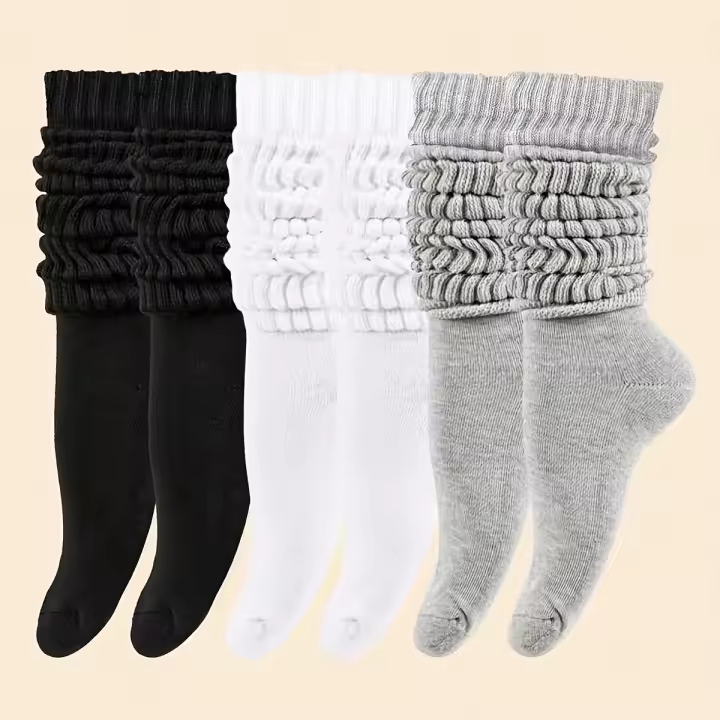Calcetines De Media Caña Para Mujer 3/6 Pares Térmicos Gruesos Tejidos Sueltos Largos Y Cómodos Para Primavera Otoño E Invierno - 1