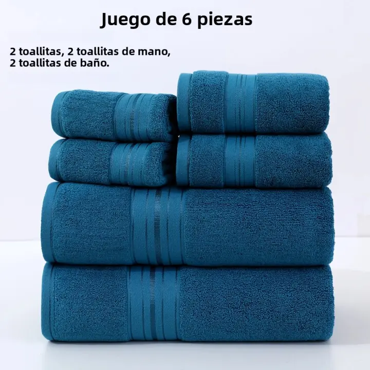 Juego De Toallas De Baño De Algodón 6 Piezas 2 Toallas De Lavado 2 Toallas De Mano 2 Toallas De Baño Absorbentes Secado Rápido Suaves Para Baño Hotel - 1