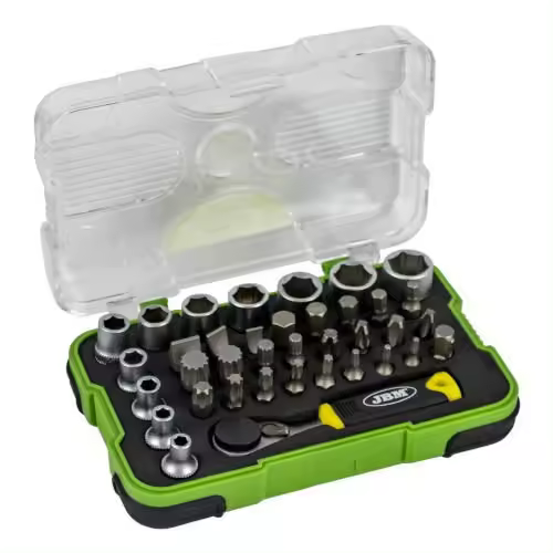 JBM 53156 Estuche de 38 piezas con carraca mini de 1/4" JBM - 1