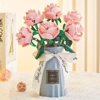 Rose Building Blocks Bricks Romantic Fake Floral 3D Model Educational Toys Children DIY Building Toy Flower Decoration - details 3