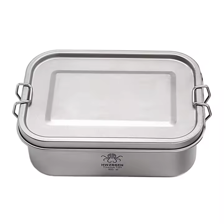 Caja De Almuerzo De Titanio Para Camping 800ml Caja De Alimentos Rectangular De Portátil Con Cierre Para Exteriores - 1