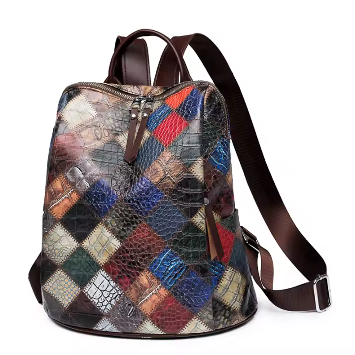 Mochila Vintage de retales Para Mujer, Morral Cuero, viaje, mochilas escolares ad - 1