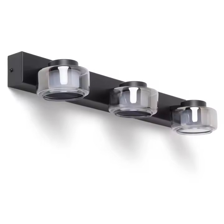Ledkia Lámpara de Pared LED 12W Baño CCT Metal y Cristal Zisna Negro - 1