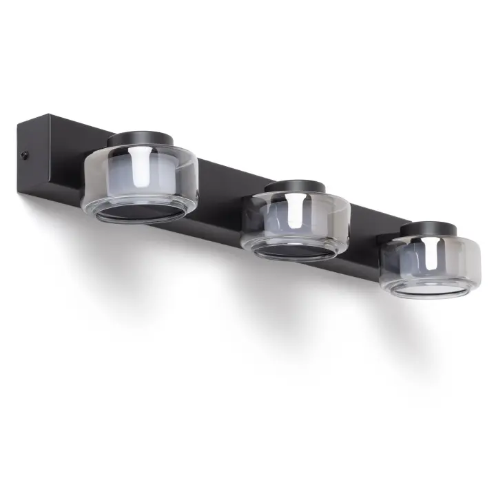 Ledkia Lámpara de Pared LED 12W Baño CCT Metal y Cristal Zisna Negro - 1