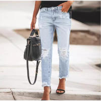 Jeans Rectos Para Mujer Moda Alta Cintura Washed Skinny Ropa Trasera Ropa De Lady Commuter Pantalones Delgados Con Agujeros Tendencia De Moda 2025 - details 29