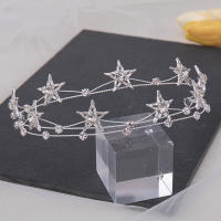 Diadema De Estrella Barroca Brillante Para Mujeres Con Doble Capa Y Hexagrama Accesorio De Boda Hecho a Mano Anillo De Pelo Delgado - details 9
