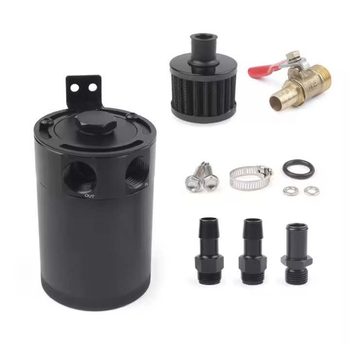 Tanque De Aceite Universal De Aluminio 2-puertos/3-puertos Con Filtro De Respiradero Mini Separador De Aceite Para Motor - 1
