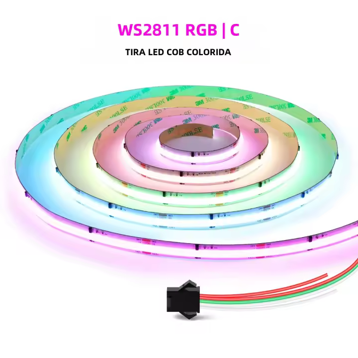 Tira De LED RGBIC WS2811 12V 576LEDs/M Flexible Colorido Para TV Luz De Fondo COB Diode Cinta LED 1m 2m 3m 5m Sin Protección Contra Agua - 1