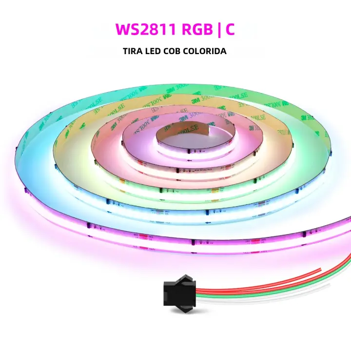 Tira De Luces LED RGBIC WS2811 12V 576LEDs/M Colorido Flexible Para TV Luz De Fondo COB Diode Cinta LED Flexible 1m 2m 3m 5m - 1