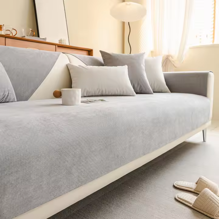 Cubierta De Sofá Impermeable En Color Sólido Antideslizante Para Sala De Estar Cubierta De Cojín Para Sofá Con Combinación De Brazos - 1