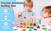 Juguetes De Madera Para Bebés Montessori Actividades De Aprendizaje Temprano Juego De Pesca De Formas Y Colores Desarrollo De Habilidades Motoras Finas Edad Recomendada 3-6 Años - details 0