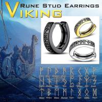 Norse Viking Runas Hoop Ganancias Para Hombres Mujeres 12mm Huggie Hoops Rww - details 2