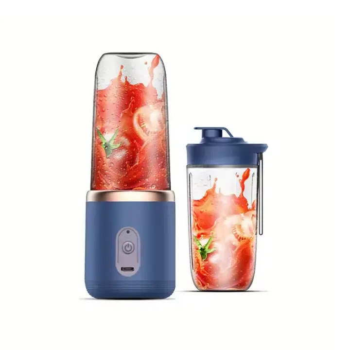 Exprimidor Eléctrico Compacto Portátil Azul/Rosa - Licuadora Automática de Frutas con Cuchilla de Acero Inoxidable - Herramienta de Cocina Versátil - Modelo de la Licuadora REGALO DIA MADRE - 1
