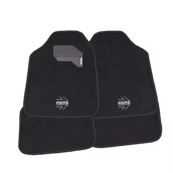 Set Completo 4 Piezas Alfombras Momo 015 Universales Negro/Blanco - 1