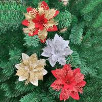 Decoraciones De Navidad 2024 Flores Plateadas Rosa Artificiales 14cm Adornos Para Árbol De Navidad Y Casa Accesorios De Año Nuevo - details 5