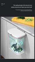 Basurero De Pared Montado Para Cocina Y Baño Con Tapa Deslizante Material PP Blanco/Gris 9L/7L Recipiente De Almacenamiento Rectangular - details 10