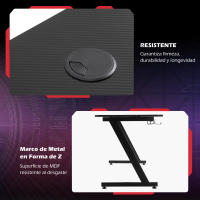 HOMCOM Mesa Gaming 120x65x74,5 cm Escritorio Ergonómico Gaming desk para Computadora PC con Portavasos Gancho para Auriculares y Pies Ajustables Efecto de Fibra de Carbono - details 5