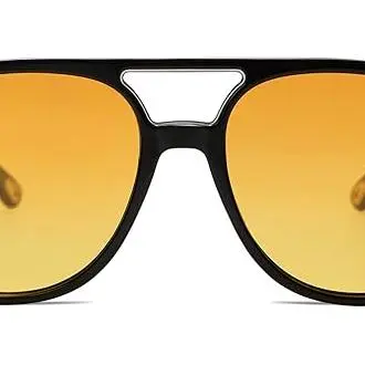 Gafas de sol estilo aviador polarizadas retro para hombres y mujeres, clásicas, de estilo vintage, de los años 70, cuadradas y modernas (negras o amarillas) - 1
