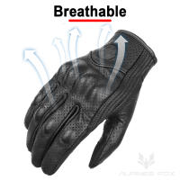 SUOMY Guantes De Motocicleta Retro Marrón De Cuero Real Para Verano Guantes De Café Racer Con Perforación Y Toque De Pantalla Para Scooter - details 5