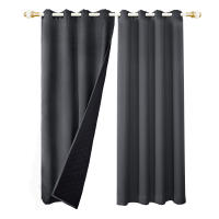 Panel De Cortinas Aislantes De Calor Pesadas Y Gruesas Para Sala De Estar Negro 100% Bloqueo De Luz Y Calor En Invierno Cortinas Térmicas Con Anillas Para Ventanas - details 1