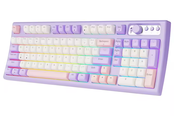 Teclado Gaming EWEADN V97 Con Backlit RGB Teclado Inalámbrico Bluetooth/2.4GHz Recargable Silencioso Para PC Compatible Con Desktop Laptop Tablet - 1