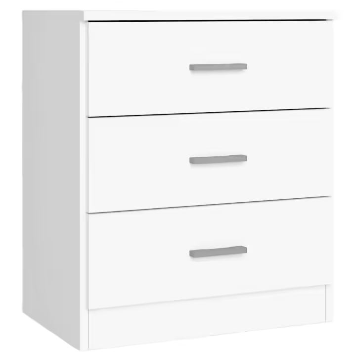 Mesita Noche, Mesilla de Noche, Mueble de Almacenamiento 3 Cajones Couple Dormitorio Blanco Mate 50x58x33 cm - 1