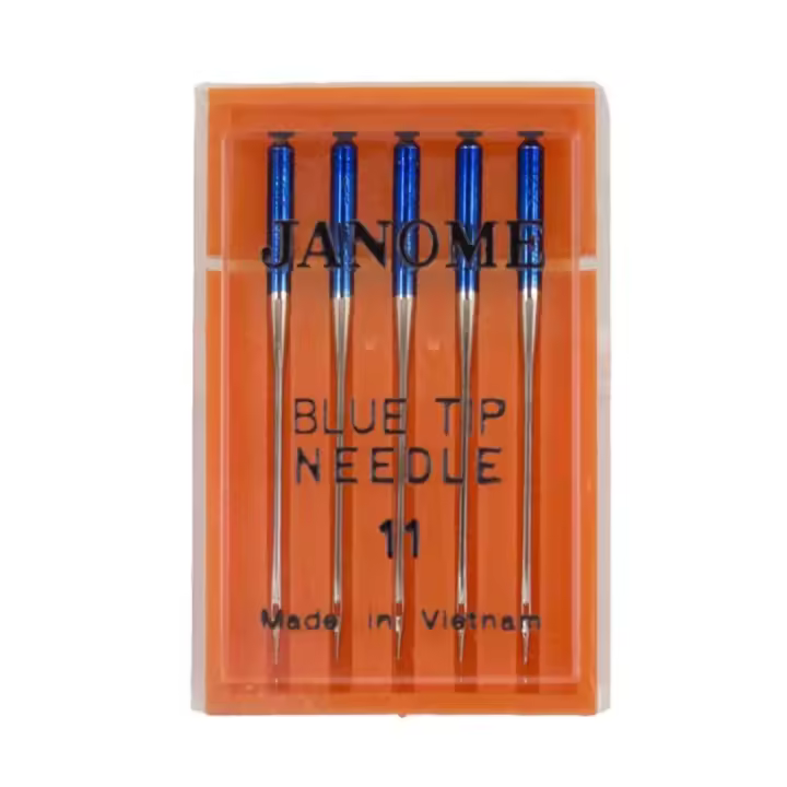 Paquete de 5 Agujas Janome punta de bola (Cabeza Azul) Géneros difíciles y bordados - 1