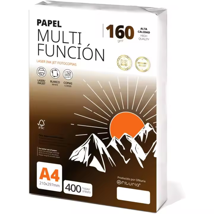 Folios a4 160gr 400 hojas, Papel Multiusos para Impresora, Folios para Impresoras Láser y de Inyección, Fotocopiadora, Para uso Oficina, Material Escolar, Paquete de folios - Ofituria - 1