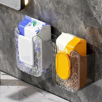 Caja De Pañuelos Adhesiva En La Pared Plástico Espaciosa Y Sin Perforar Soporte Para Papel Higiénico Para Escritorio Oficina - details 1