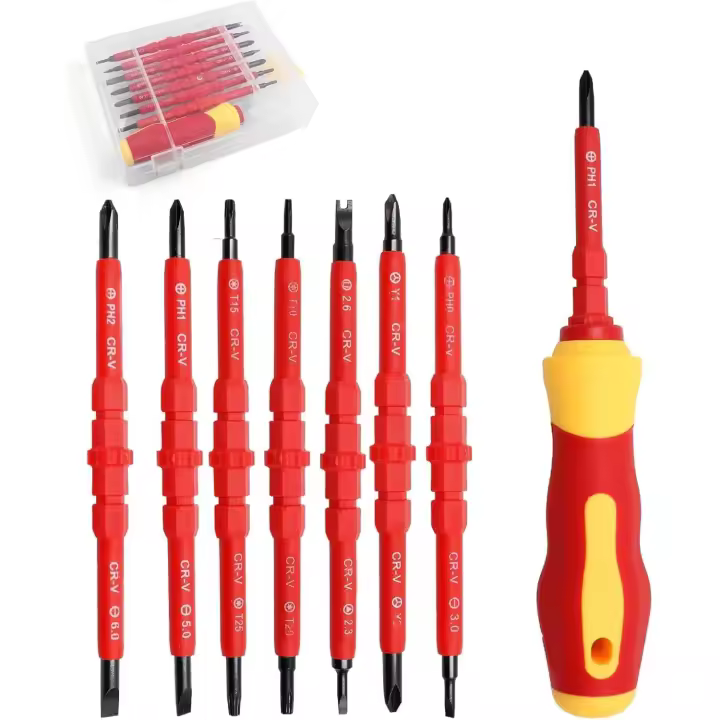 7 En 1 Juego de dethornilladores aislados dethornillador magnético kit de herramientas electricista multifuncional intercambiable Chrome vanadio dethornilladores - 1