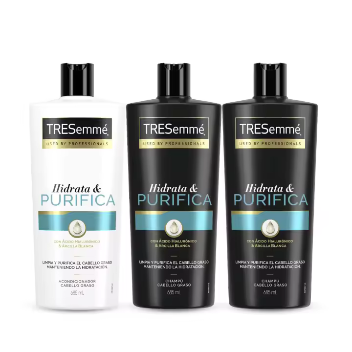 TRESemmé Champú x2 + Acondicionador Hidrata y Purifica 685ml - Pack de 3 - 1