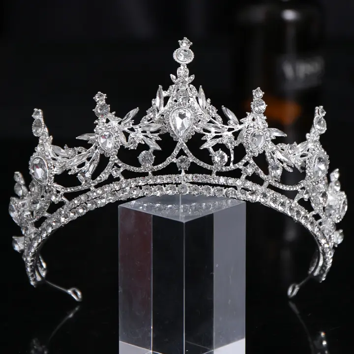 Coroa De Noiva Nova 2022 Diadema De Casamento Prata Com Strass Ornamento De Luxo Para Cabelo Laço De Cabelo Para Damas De Honra Presente Para Mulheres - 1